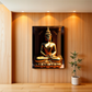 Meditating Buddha Idol Wood Print Wall Art Black & Gold