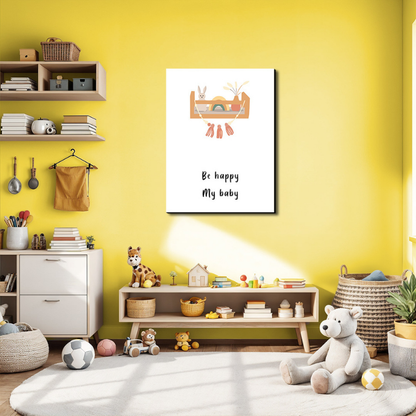 Be Happy My Baby Wood Print Wall Art