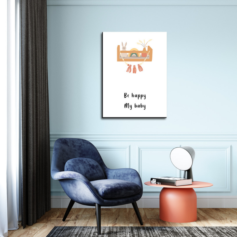 Be Happy My Baby Wood Print Wall Art