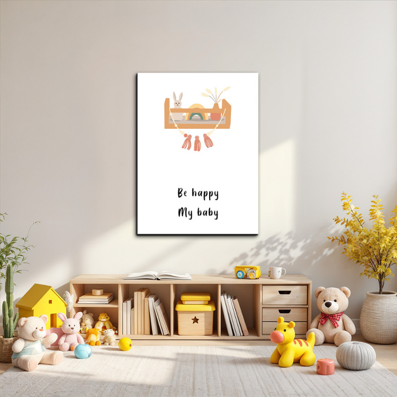 Be Happy My Baby Wood Print Wall Art