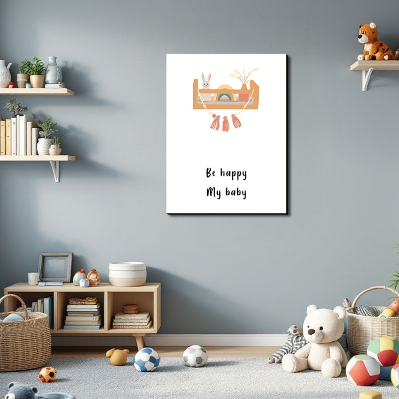 Be Happy My Baby Wood Print Wall Art