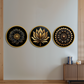 Metal Look Like Wooden Print Circular Flower Wall Art 15x15 Inches Each