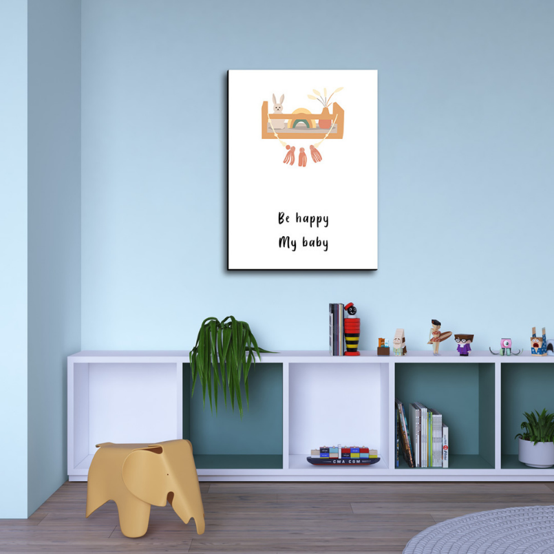 Be Happy My Baby Wood Print Wall Art