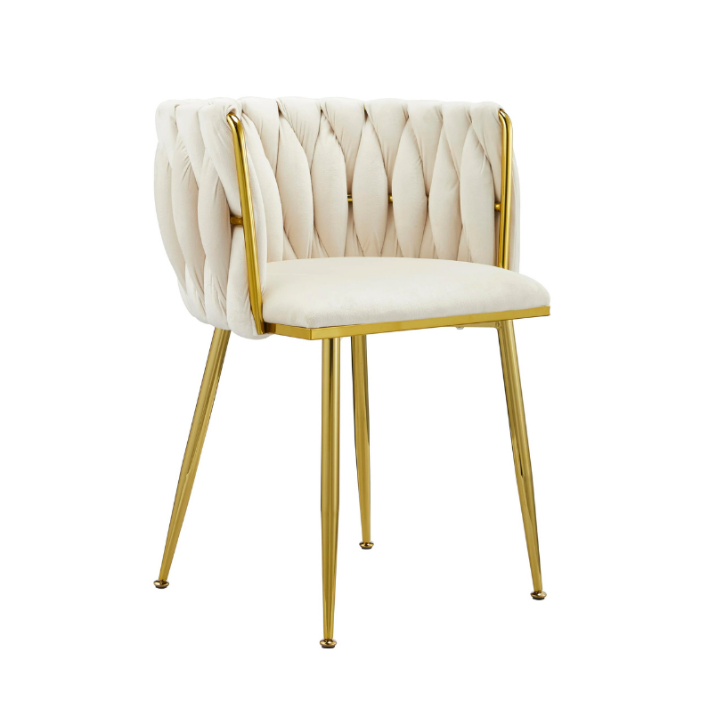 Premium Design Velvet Fabric With Golden Metal Legs Armchair