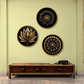 Metal Look Like Wooden Print Circular Flower Wall Art 15x15 Inches Each