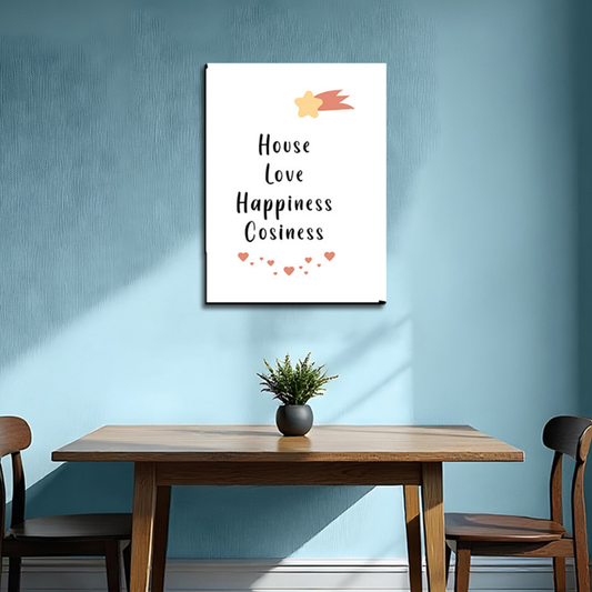 House Love Happiness Cosiness Wood Print Wall Art