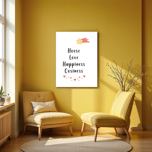 House Love Happiness Cosiness Wood Print Wall Art