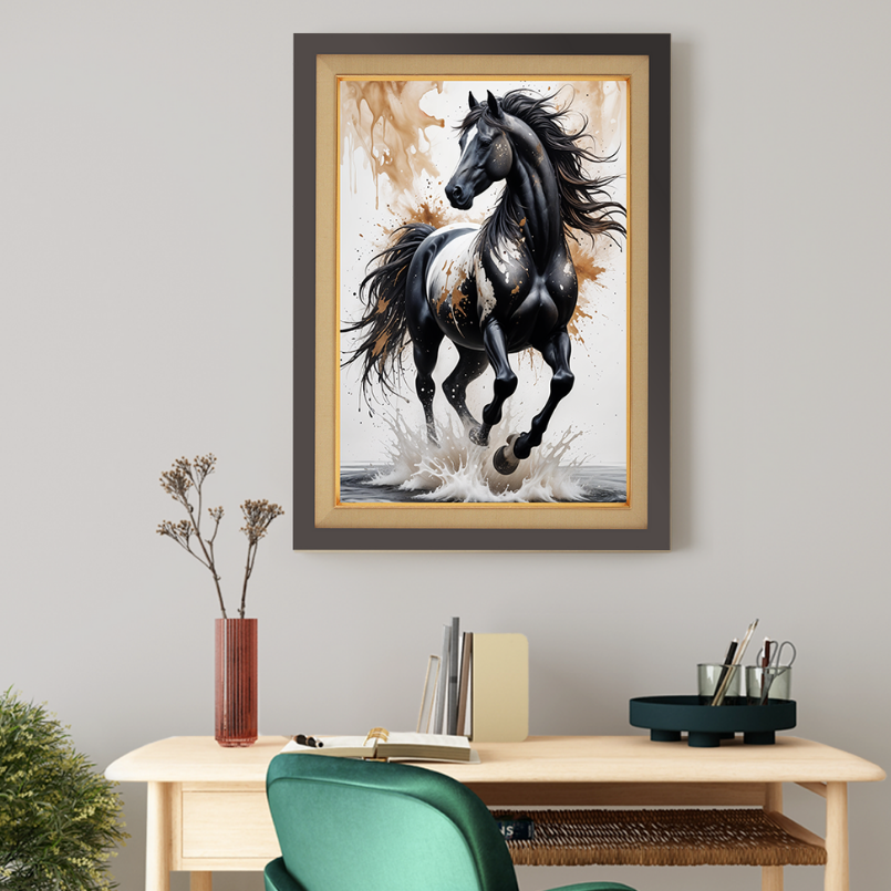 Energetic Horse Wood Print Wall Art 18x23 Inches