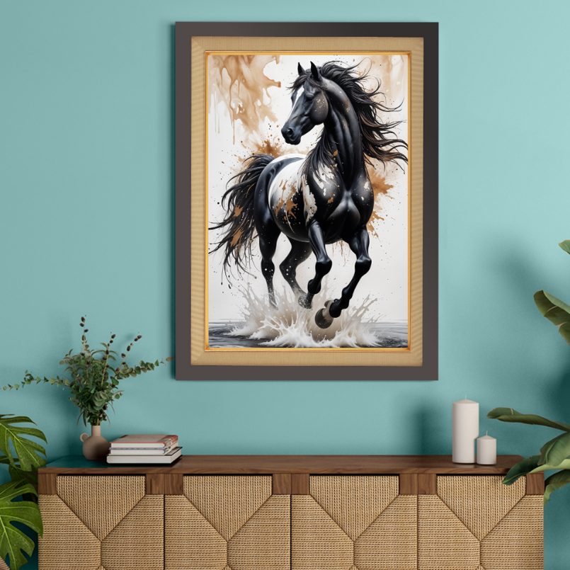 Energetic Horse Wood Print Wall Art 18x23 Inches