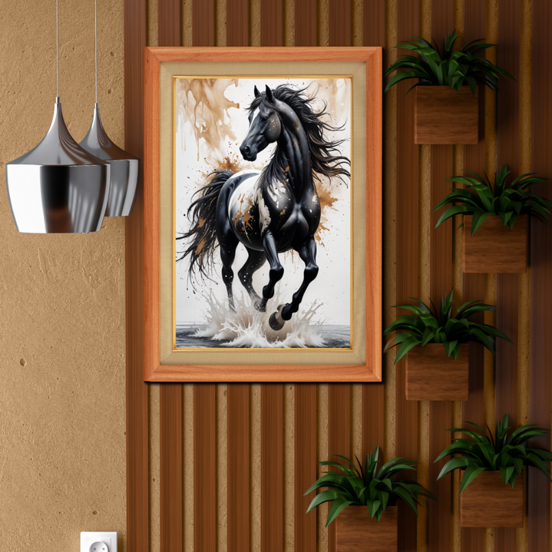 Energetic Horse Wood Print Wall Art 18x23 Inches