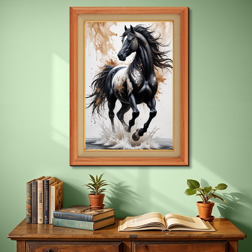 Energetic Horse Wood Print Wall Art 18x23 Inches