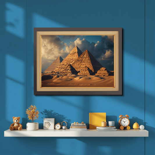 Egyptian Pyramid World Heritage Wood Print Wall Art 23x17.5 Inches