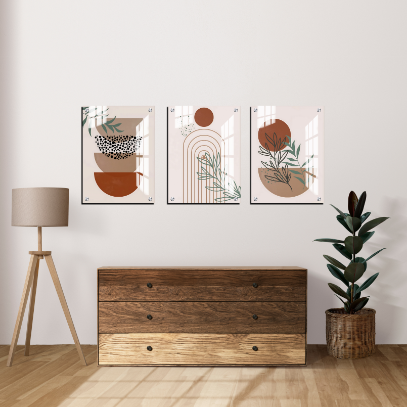 Balancing Stone Boho Wood Print Wall Art Set of 3