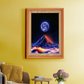 Moon Over Fiery Volcano Nights Wood Print Wall Art 18x23 Inches