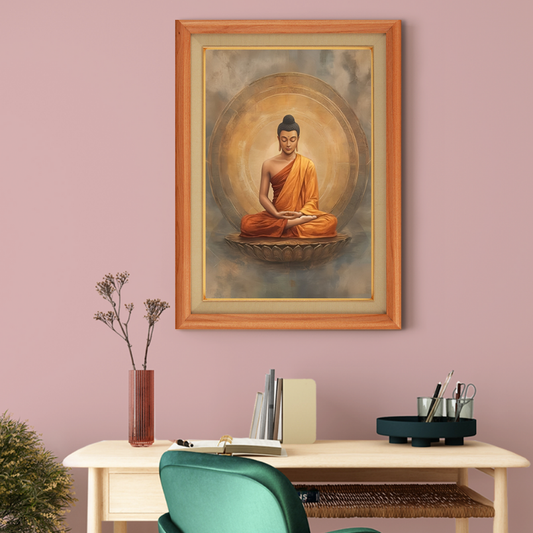 Buddha In Meditation Wood Print Wall Art 18x23 Inches