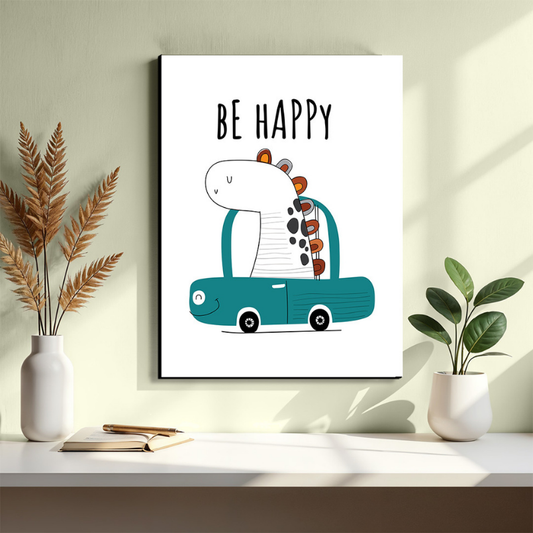 Be Happy Wood Print Wall Art