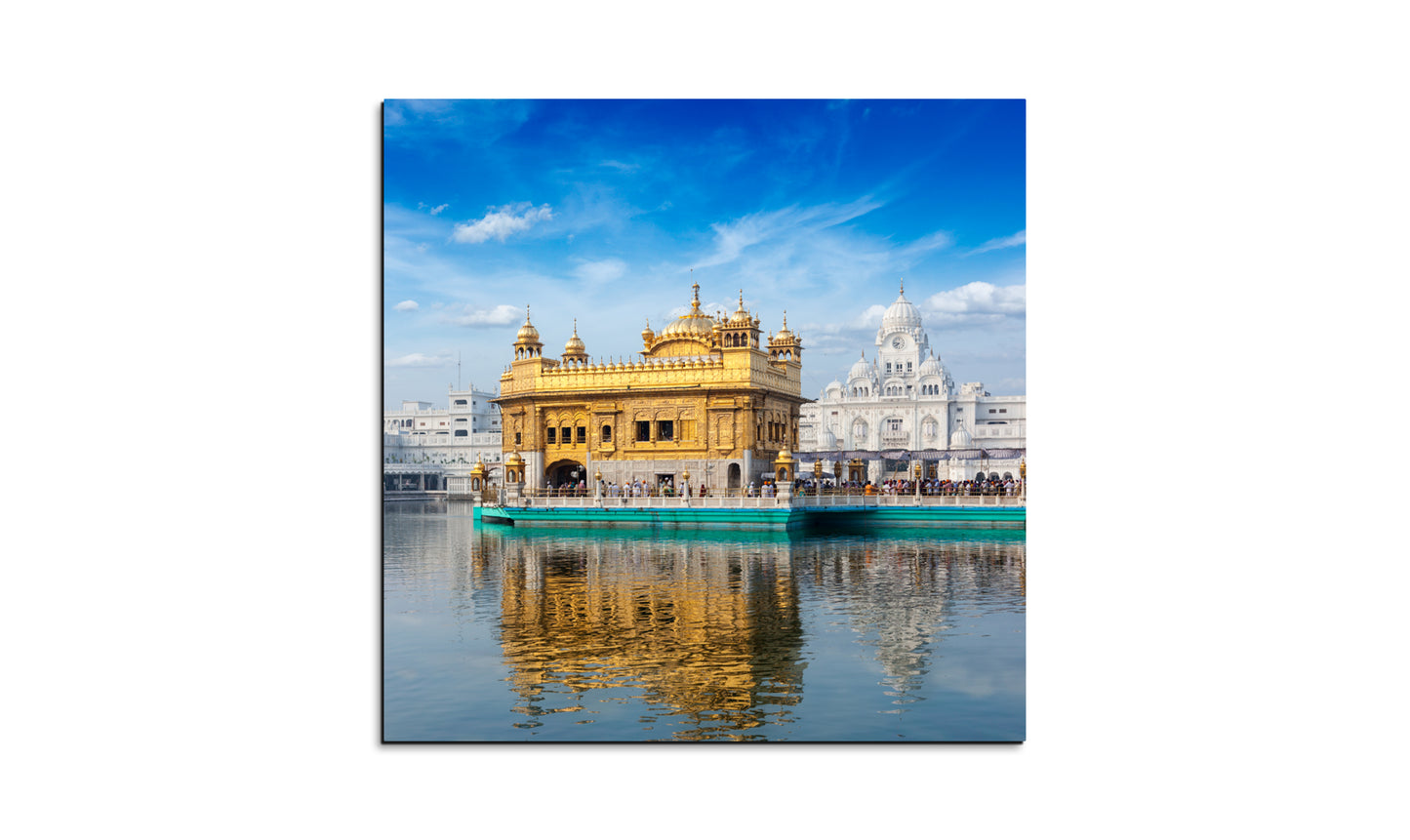 Golden Temple Square Wood Print Wall Art