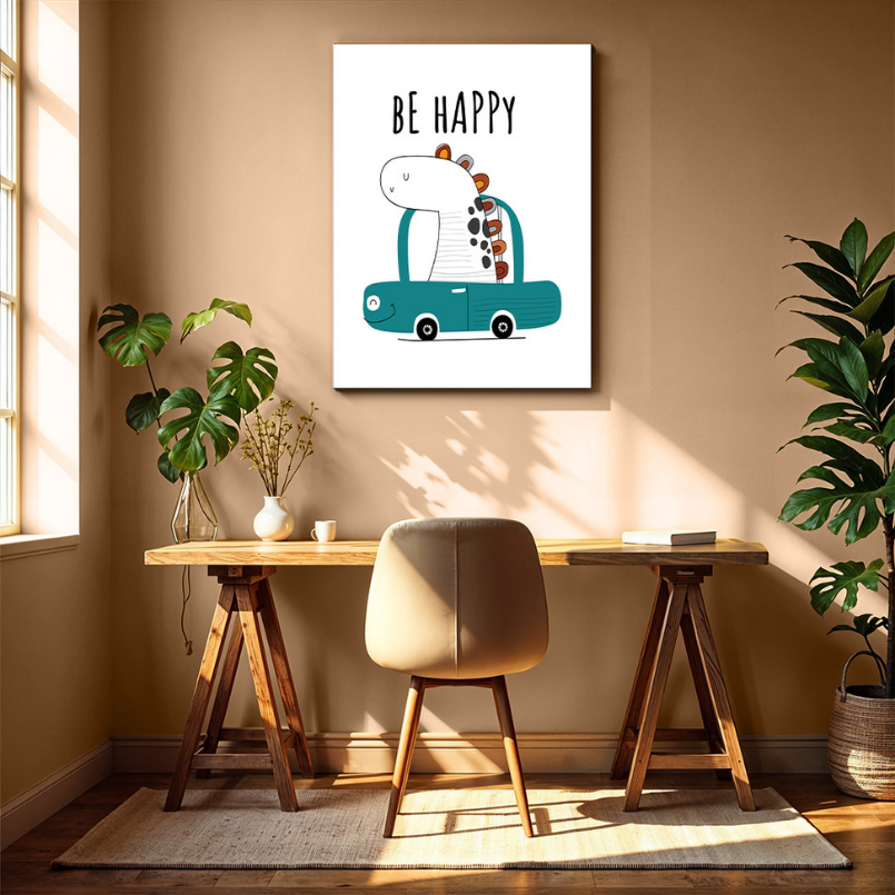 Be Happy Wood Print Wall Art