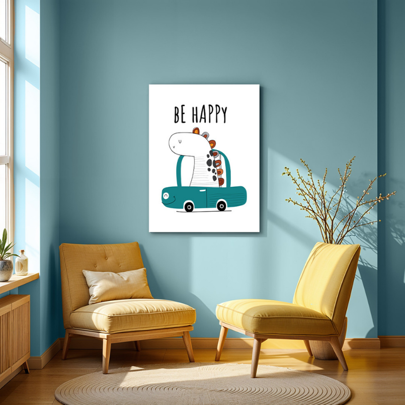 Be Happy Wood Print Wall Art