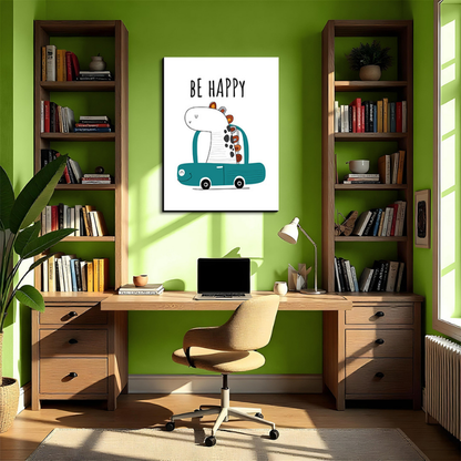 Be Happy Wood Print Wall Art