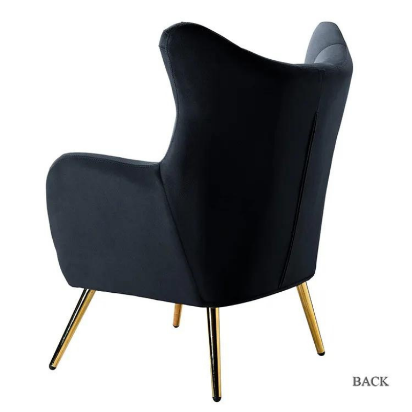 Modern Wingback Arm Chair With Metal Gold Legs