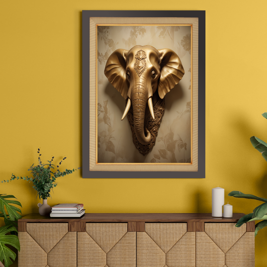 Metallic Elephant Wood Print Wall Art 18x23 Inches