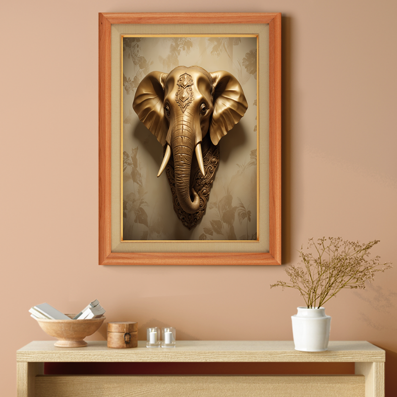 Metallic Elephant Wood Print Wall Art 18x23 Inches