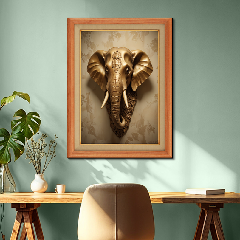 Metallic Elephant Wood Print Wall Art 18x23 Inches