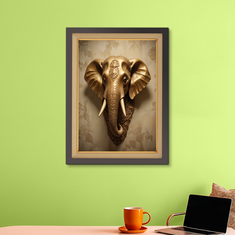 Metallic Elephant Wood Print Wall Art 18x23 Inches