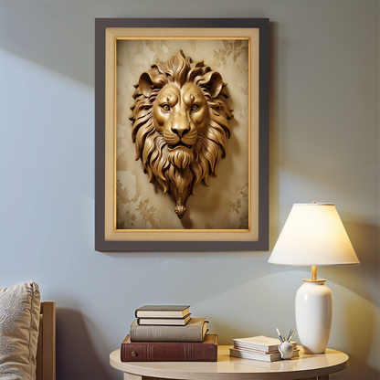 Metallic Lion Wood Print Wall Art 18x23 Inches