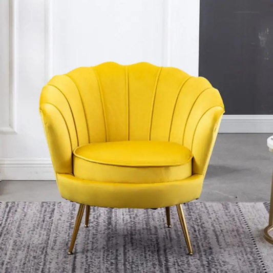 Velvet Fabric With Gold Metal Legs Armchair