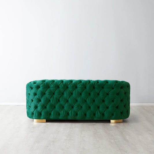 Luxurious Emerald Velvet 2-Seater Sofa - Gold Legs