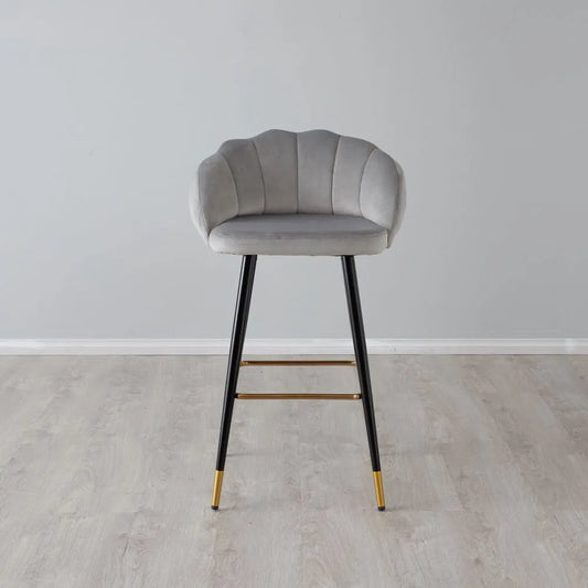 Luxurious Contemporary Velvet Barstool Grey