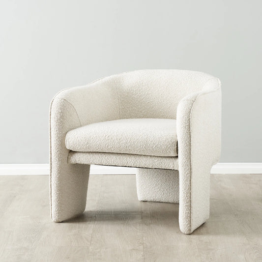 Mid-Century Modern Premium Velvet Armchair Cream