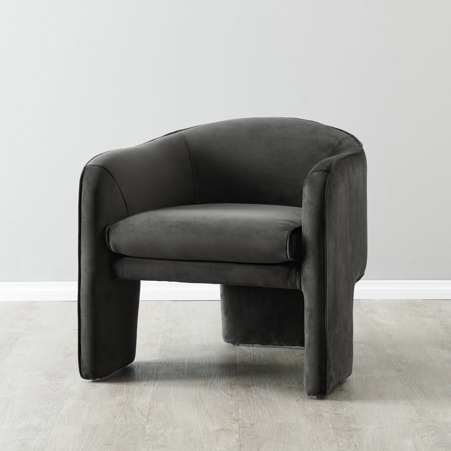 Mid-Century Modern Premium Velvet Armchair Charcoal