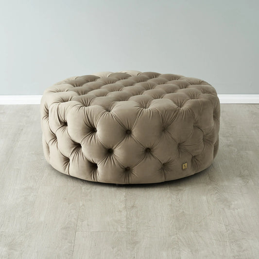 Luxurious Beige Velvet Ottoman