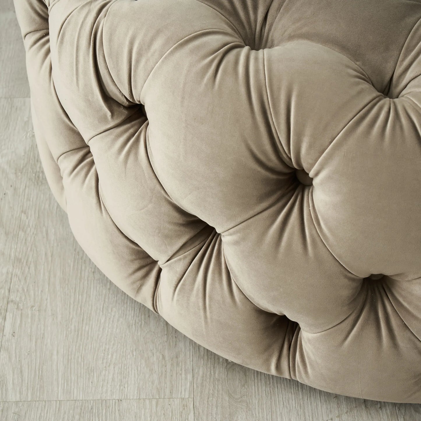 Luxurious Beige Velvet Ottoman