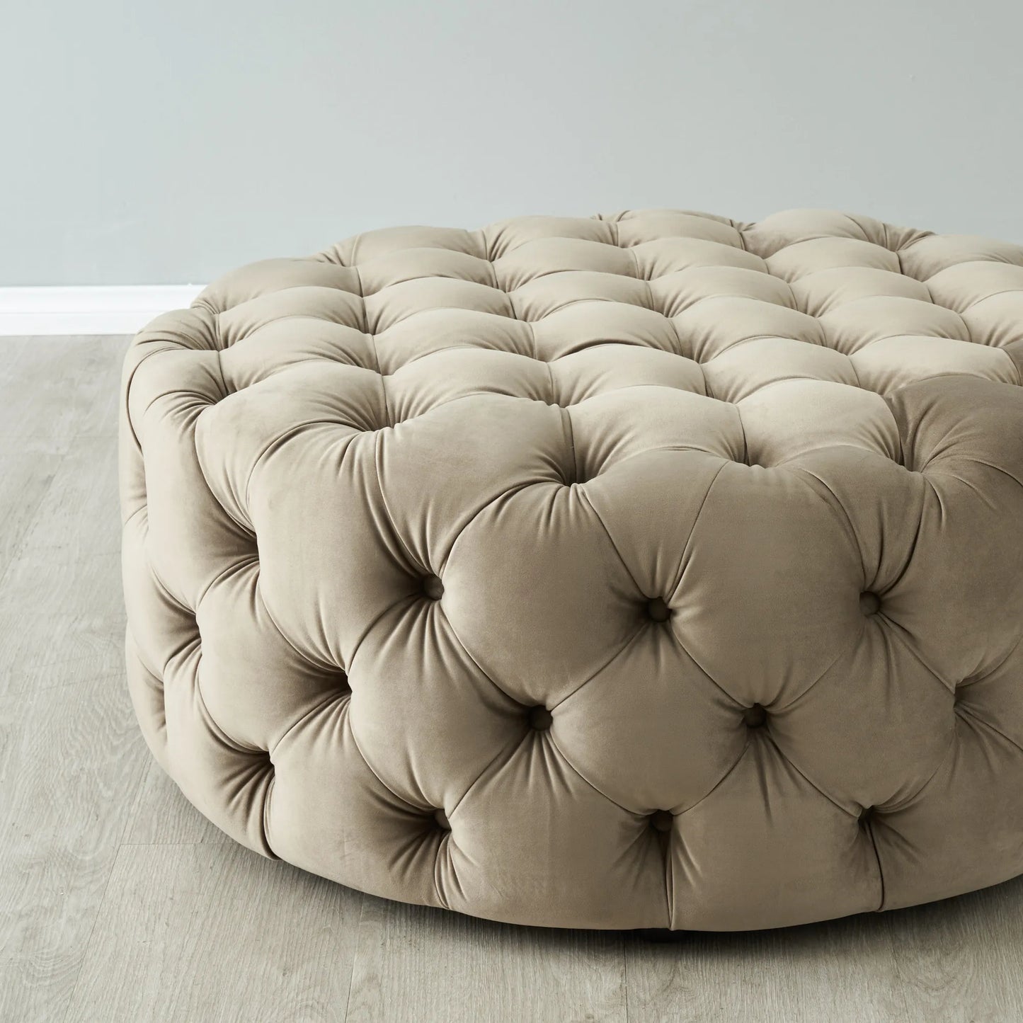 Luxurious Beige Velvet Ottoman