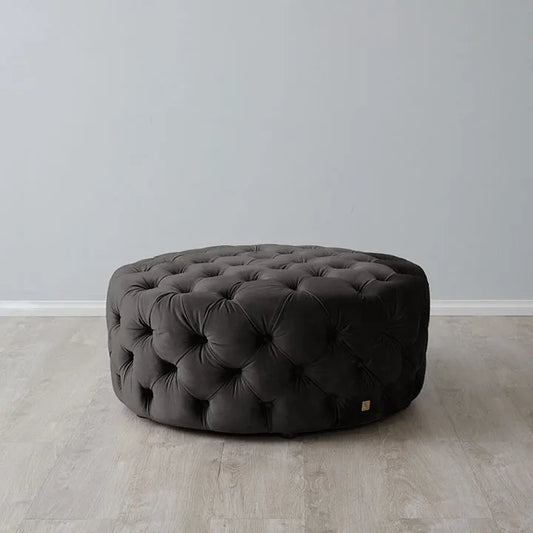 Luxurious Charcoal Velvet Ottoman