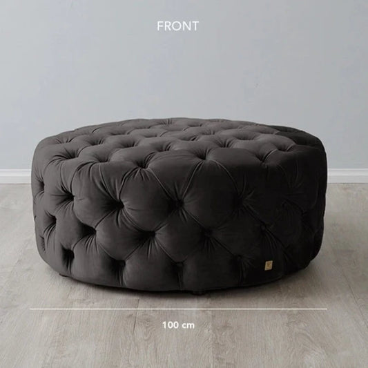 Luxurious Charcoal Velvet Ottoman