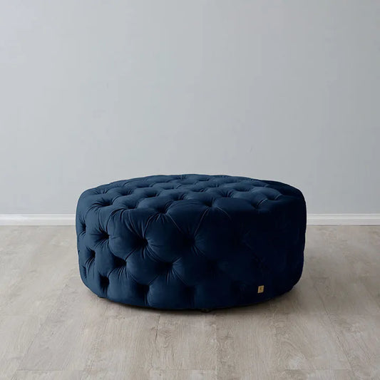 Luxurious Navy Blue Velvet Ottoman