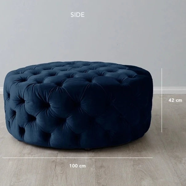 Luxurious Navy Blue Velvet Ottoman