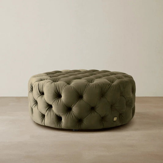 Luxurious Olive Green Velvet Ottoman