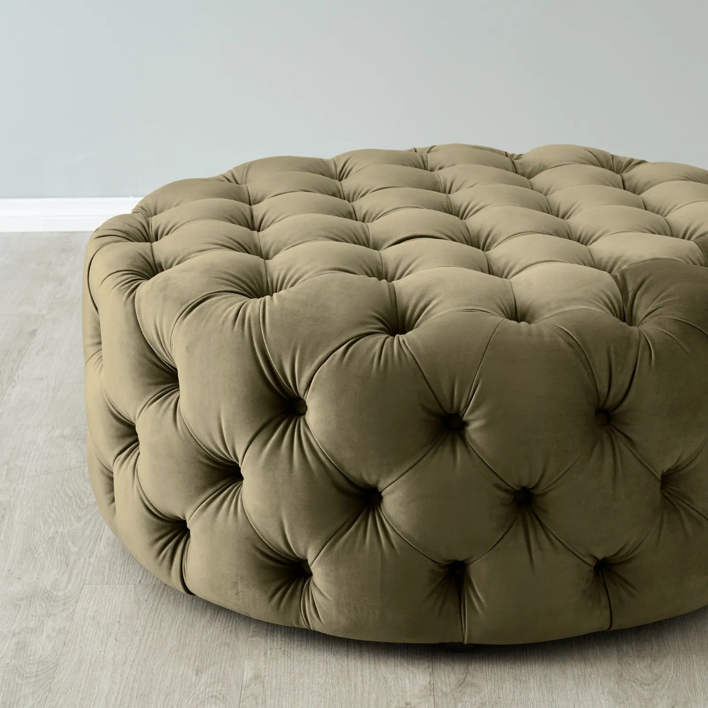 Luxurious Olive Green Velvet Ottoman