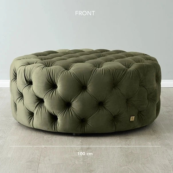 Luxurious Olive Green Velvet Ottoman