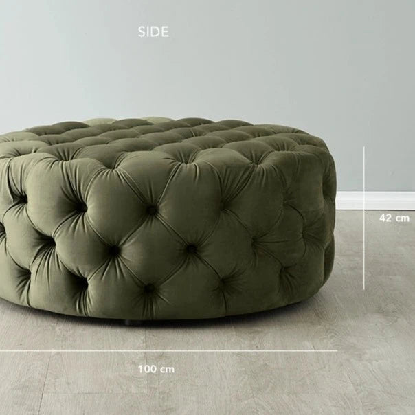 Luxurious Olive Green Velvet Ottoman