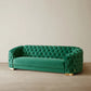 Luxurious Emerald Velvet 3-Seater Sofa - Gold Legs