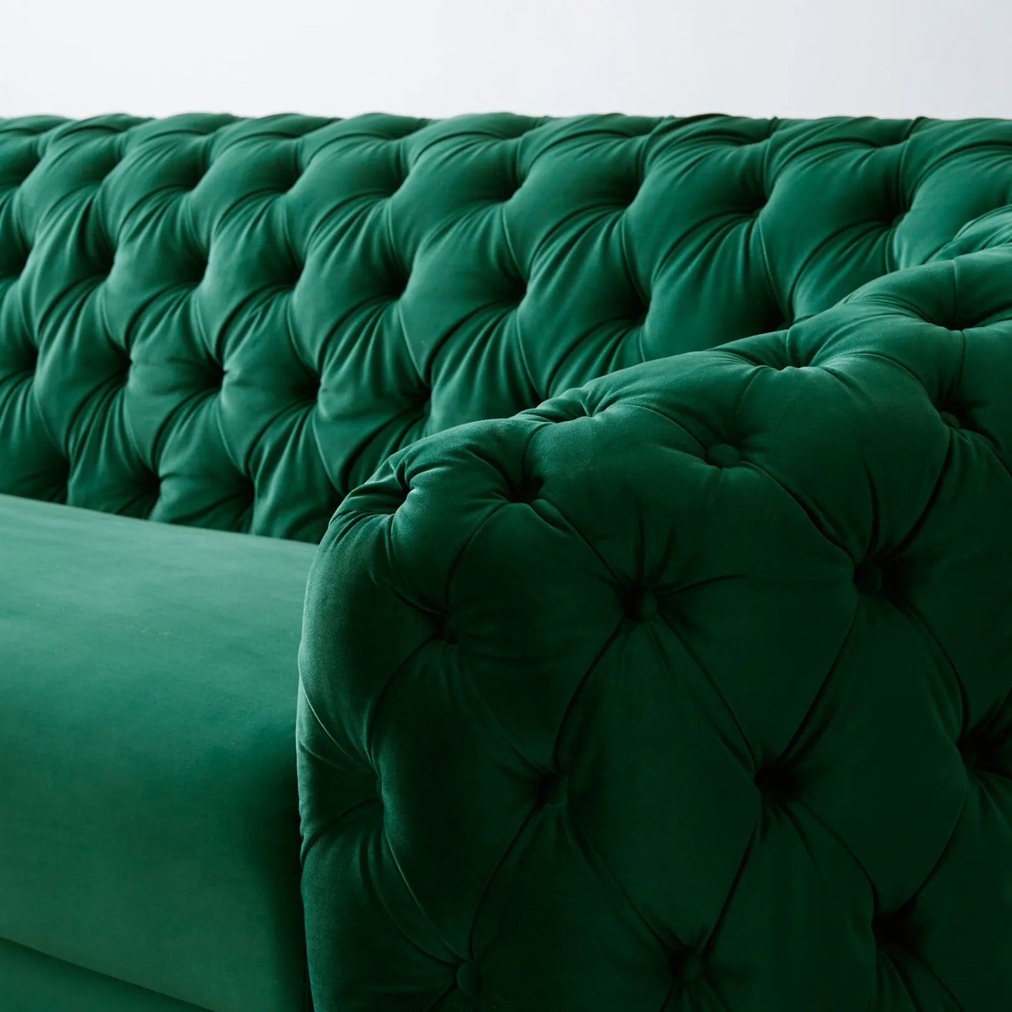 Luxurious Emerald Velvet 3-Seater Sofa - Gold Legs