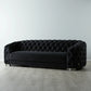 Luxurious Black Velvet 3-Seater Sofa - Black Nickel Legs