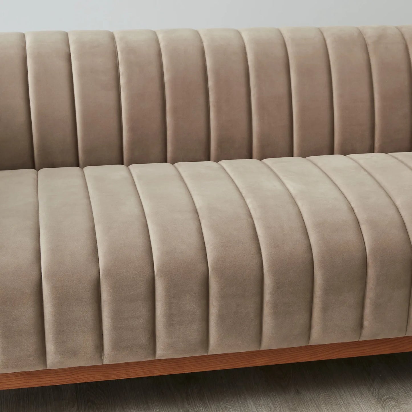 Beige Velvet 3-Seater Sofa